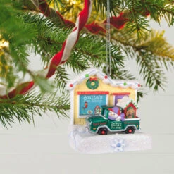 Hallmark Happy Holiday Parade Collection Anita's Pet Shop Musical Ornament With Light -Hallmark Anitas Pet Shop Store and Truck Keepsake Ornament 3499QGO2519 02