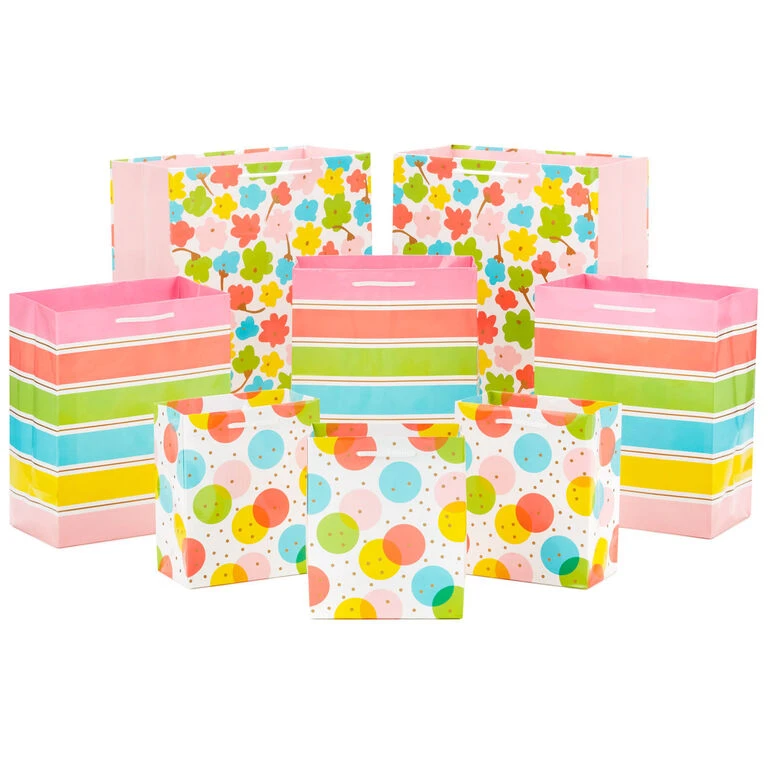 Hallmark Assorted Pastel Designs 8-Pack Small, Medium And Large Gift Bags 3 Hallmark Assorted Pastel Designs 8-Pack Small, Medium And Large Gift Bags