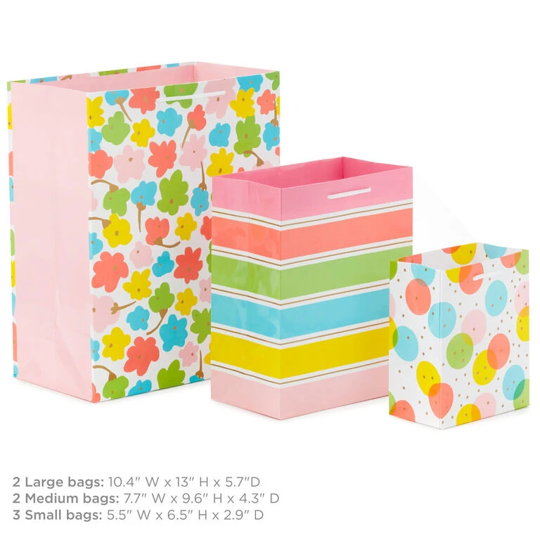 Hallmark Assorted Pastel Designs 8-Pack Small, Medium And Large Gift Bags 5 Hallmark Assorted Pastel Designs 8-Pack Small, Medium And Large Gift Bags - Image 3