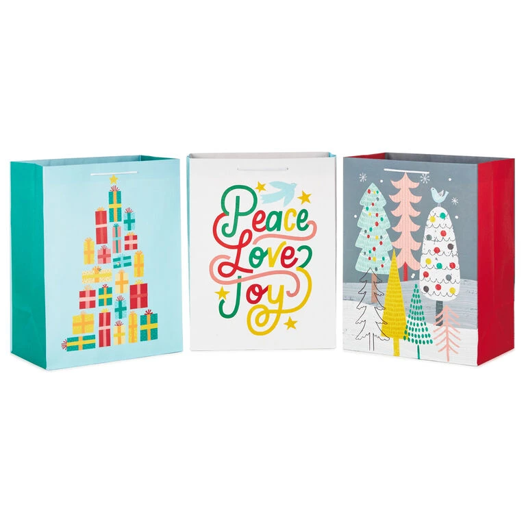 Hallmark 17" Assorted Mod Designs 3-Pack XXL Christmas Gift Bags 3 Hallmark 17" Assorted Mod Designs 3-Pack XXL Christmas Gift Bags