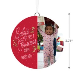 Hallmark Baby's First Christmas Personalized Text And Vertical Photo Ceramic Ornament -Hallmark Babys First Personalized Round Christmas Ornament 1999QHE1711B23 03