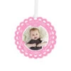 Hallmark Baby’s First Christmas Pink Scalloped Personalized Text And Photo Metal Ornament -Hallmark Babys First Personalized Round Christmas Ornament 1OFM1004B2 01