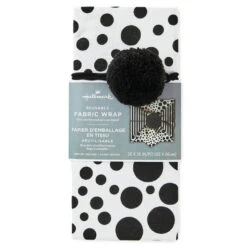 Hallmark 26" Black-and-White Fabric Gift Wrap With Elastic Band -Hallmark BlackandWhite Square Flat Wrapping Cloth 1299EJR6377 06