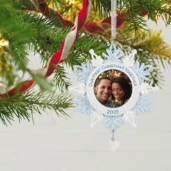 Hallmark Our First Christmas Together Snowflake 2023 Photo Frame Ornament -Hallmark BlueWhite Snowflake Picture Frame Keepsake Ornament 1699QGO2879 02