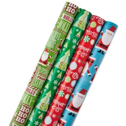 Hallmark Christmas Cheer 4-Pack Reversible Wrapping Paper Assortment, 150 Sq. Ft.
