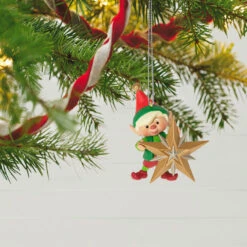 Hallmark North Pole Tree Trimmers Ornament -Hallmark Elf With Christmas Tree Keepsake Ornament 1799QXR8069 02