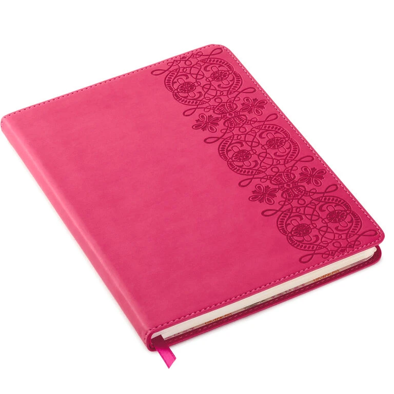 Hallmark Embossed Border Fuchsia Faux Leather Notebook 3 Hallmark Embossed Border Fuchsia Faux Leather Notebook