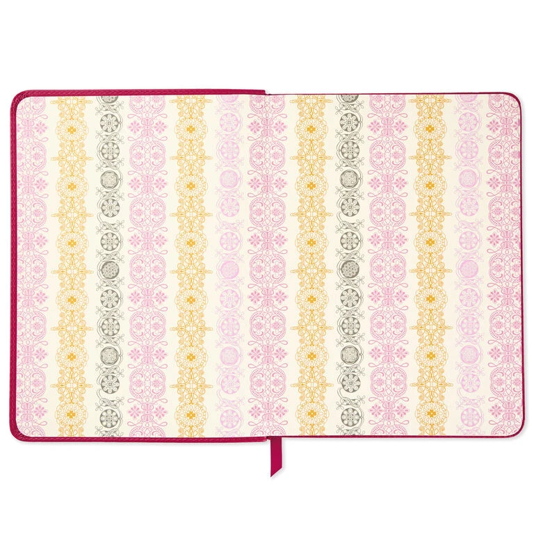 Hallmark Embossed Border Fuchsia Faux Leather Notebook 5 Hallmark Embossed Border Fuchsia Faux Leather Notebook - Image 3