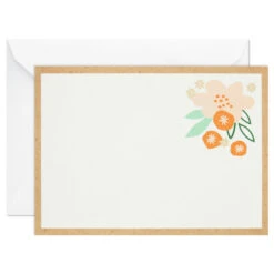 Hallmark Ivory Floral Flat Note Cards In Caddy, Box Of 40 12 Hallmark Ivory Floral Flat Note Cards In Caddy, Box Of 40 -Hallmark Floral SinglePanel Note Cards With Caddy 3CNT5048 04