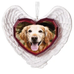 Hallmark Forever Loved Memorial Heart And Angel Wings Photo Personalized Ornament