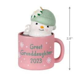 Hallmark Great-Granddaughter Hot Cocoa Mug 2023 Ornament -Hallmark GreatGranddaughter Snowman in Mug Keepsake Ornament 1399QGO2559 03