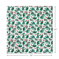 Hallmark 26" Greenery And Berries Christmas Fabric Gift Wrap With Twine And Tag -Hallmark Greenery and Berries Christmas Fabric Gift Wrap With Tag 5XW2087 04