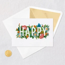 Hallmark Floral Happy Quilled Paper Handmade Birthday Card -Hallmark Happy and Flowers Quilled Paper Birthday Card for Her 1299LAD2728 05
