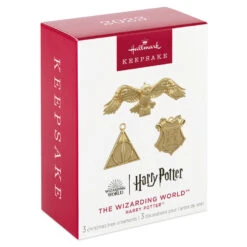 Hallmark Mini Harry Potter™ The Wizarding World™ Metal Ornaments, Set Of 3 -Hallmark Hogwarts Crest Owl Deathly Hallows Keepsake Ornaments 2199QXM9249 06