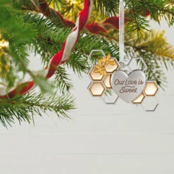 Hallmark Our Love Is Sweet Metal Ornament -Hallmark Honeycomb and Heart Keepsake Ornament 1799QHX3027 02