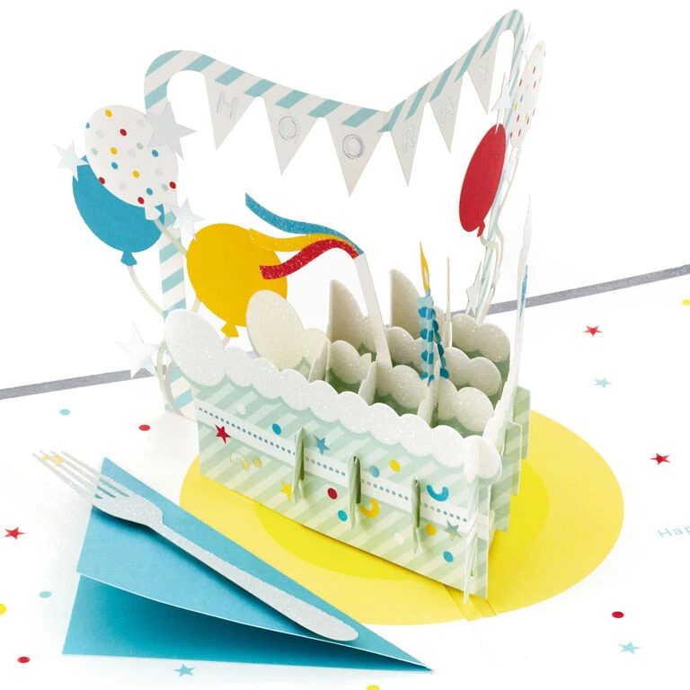 Hallmark Hooray Cake And Balloons 3D Pop-Up Birthday Card 3 Hallmark Hooray Cake And Balloons 3D Pop-Up Birthday Card