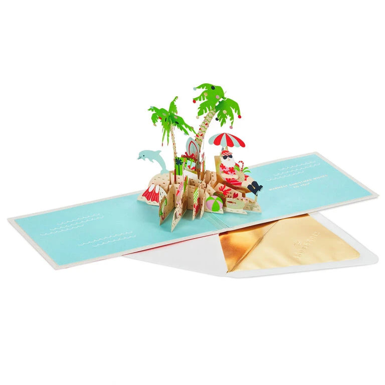 Hallmark Jolly Holidays Beach Santa 3D Pop-Up Christmas Card 4 Hallmark Jolly Holidays Beach Santa 3D Pop-Up Christmas Card - Image 2
