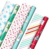 Hallmark Winter Friends 3-Pack Reversible Kids Christmas Wrapping Paper Assortment, 120 Sq. Ft. -Hallmark Kids Reversible Christmas Gift Wrap Assortment 5JXW1073 01