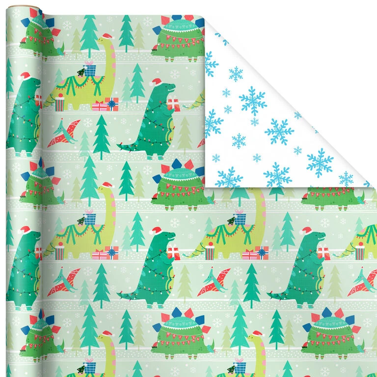 Hallmark Winter Friends 3-Pack Reversible Kids Christmas Wrapping Paper Assortment, 120 Sq. Ft. 6 Hallmark Winter Friends 3-Pack Reversible Kids Christmas Wrapping Paper Assortment, 120 Sq. Ft. - Image 4