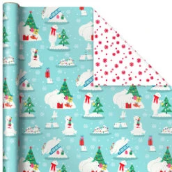 Hallmark Winter Friends 3-Pack Reversible Kids Christmas Wrapping Paper Assortment, 120 Sq. Ft. 12 Hallmark Winter Friends 3-Pack Reversible Kids Christmas Wrapping Paper Assortment, 120 Sq. Ft. -Hallmark Kids Reversible Christmas Gift Wrap Assortment 5JXW1073 05