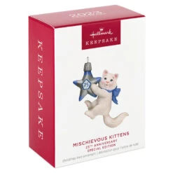 Hallmark Mischievous Kittens Special Edition 25th Anniversary Ornament -Hallmark Kitten With 25th Star Keepsake Ornament 1799QXE3327 04