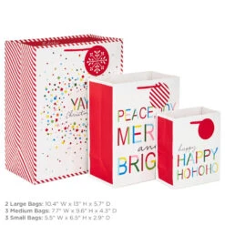 Hallmark Merry And Bright 8-Pack Christmas Gift Bags, Assorted Sizes And Designs -Hallmark Merry and Bright Assortment Christmas Gift Bags 5XGB1402 03