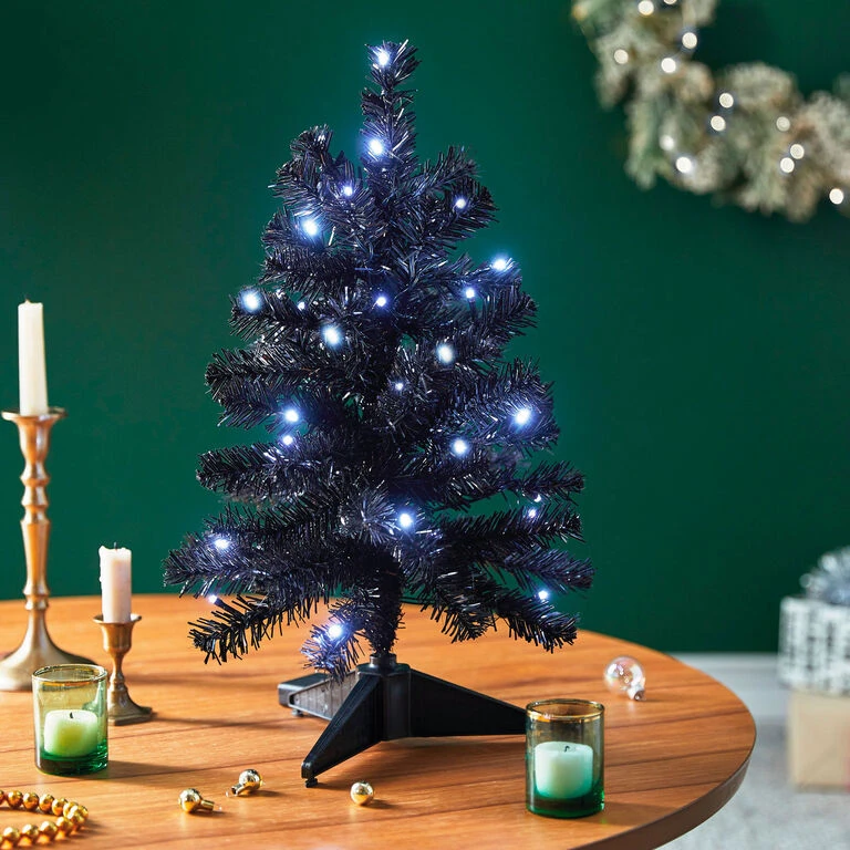 Hallmark Miniature Black Pre-Lit Christmas Tree, 18.75" 4 Hallmark Miniature Black Pre-Lit Christmas Tree, 18.75" - Image 2