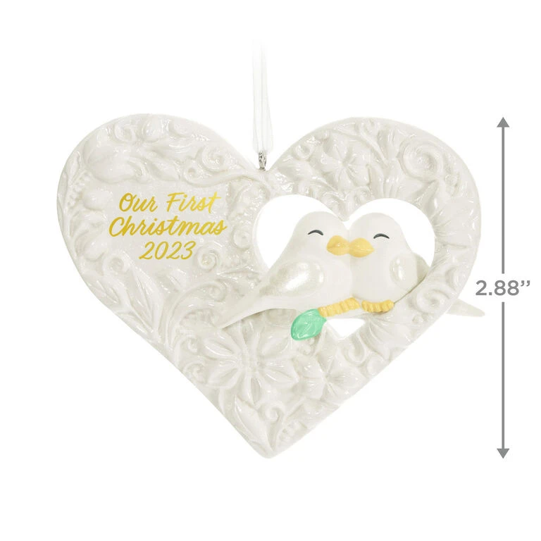 Hallmark Our First Christmas Birds In Heart 2023 Porcelain Ornament 5 Hallmark Our First Christmas Birds In Heart 2023 Porcelain Ornament - Image 3