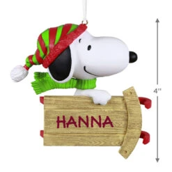 Hallmark Peanuts® Sledding With Snoopy Personalized Ornament 10 Hallmark Peanuts® Sledding With Snoopy Personalized Ornament -Hallmark Peanuts Snoopy With Sled Personalized Keepsake Ornament 2499QHE2002B1 03