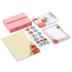 Hallmark Pink Floral Stationery Set And Desk Organizer Box -Hallmark Pink Floral Stationery Set and Note Cards in Box 5STZ1186 02