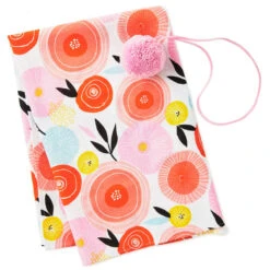 Hallmark 26" Modern Floral Fabric Gift Wrap With Elastic Band -Hallmark PinkandOrange Floral Square Flat Wrapping Cloth 1299EJR6378 03