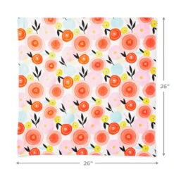 Hallmark 26" Modern Floral Fabric Gift Wrap With Elastic Band -Hallmark PinkandOrange Floral Square Flat Wrapping Cloth 1299EJR6378 04