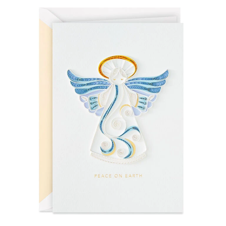 Hallmark Peace On Earth Angel Quilled Paper Handmade Christmas Card 3 Hallmark Peace On Earth Angel Quilled Paper Handmade Christmas Card