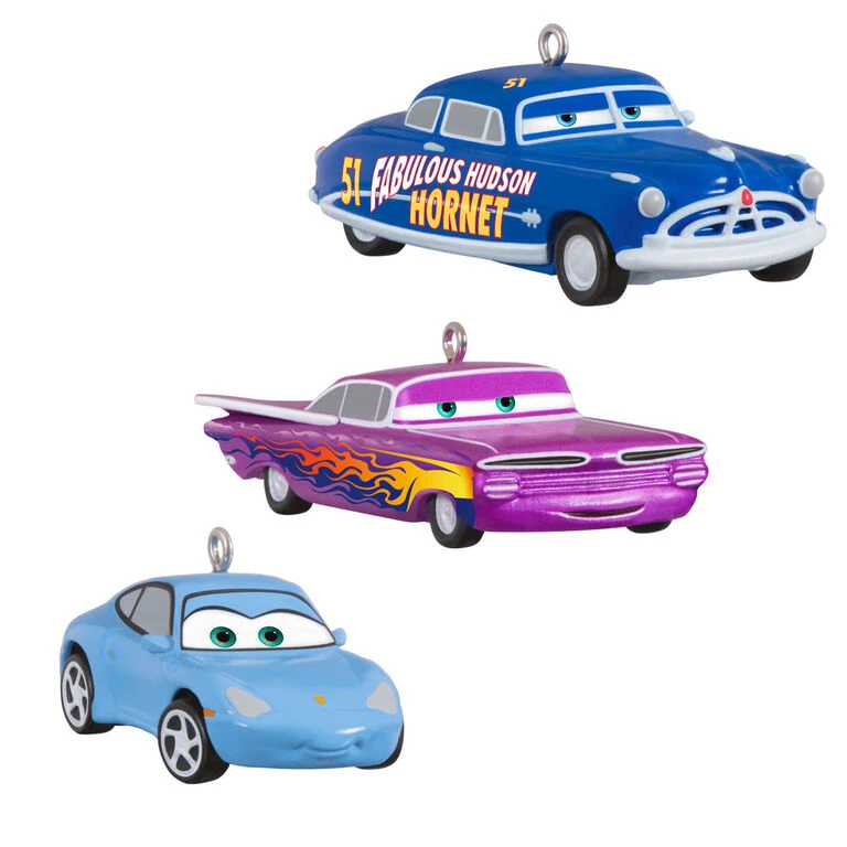 Hallmark Mini Disney/Pixar Cars Radiator Springs Pals Ornaments, Set Of 3 3 Hallmark Mini Disney/Pixar Cars Radiator Springs Pals Ornaments, Set Of 3