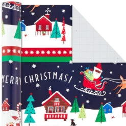 Hallmark Santa Fun 3-Pack Christmas Wrapping Paper Assortment, 120 Sq. Ft. -Hallmark Santa Fun Hallmark Mahogany Christmas Wrapping Paper 5JXW1037 05