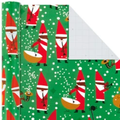 Hallmark Santa Fun 3-Pack Christmas Wrapping Paper Assortment, 120 Sq. Ft. -Hallmark Santa Fun Hallmark Mahogany Christmas Wrapping Paper 5JXW1037 06