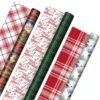 Hallmark Christmas Classics 3-Pack Reversible Wrapping Paper Assortment, 120 Sq. Ft. -Hallmark Santa and Plaids Assorted Reversible Gift Wrap 5JXW1070 01