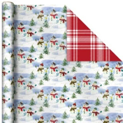 Hallmark Christmas Classics 3-Pack Reversible Wrapping Paper Assortment, 120 Sq. Ft. -Hallmark Santa and Plaids Assorted Reversible Gift Wrap 5JXW1070 06