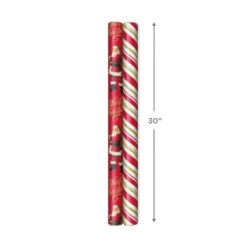 Hallmark Santa And Stripes 2-Pack Christmas Wrapping Paper Assortment, 160 Sq. Ft. -Hallmark Santa and Stripes Assorted Christmas Wrapping Paper 5JXW1055 04