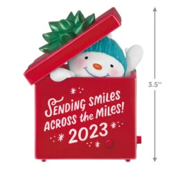 Hallmark Smiles Across The Miles 2023 Recordable Sound Ornament 10 Hallmark Smiles Across The Miles 2023 Recordable Sound Ornament -Hallmark Snowman in Red Present Keepsake Ornament 2499QGO2619 03