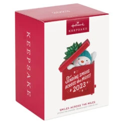 Hallmark Smiles Across The Miles 2023 Recordable Sound Ornament 11 Hallmark Smiles Across The Miles 2023 Recordable Sound Ornament -Hallmark Snowman in Red Present Keepsake Ornament 2499QGO2619 04