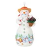 Hallmark Snowtop Lodge Terran S. Gardner Porcelain Ornament -Hallmark Snowman with Flower Pot Keepsake Ornament 2299QXR8119 01