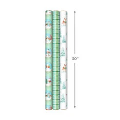 Hallmark Pastel Christmas Prints 3-Pack Wrapping Paper, 120 Sq. Ft. -Hallmark Storybook Scenes 3Pack Christmas Wrapping Paper 5JXW1081 07
