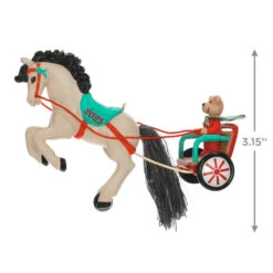 Hallmark A Pony For Christmas 2023 Ornament 10 Hallmark A Pony For Christmas 2023 Ornament -Hallmark Teddy Bear in Horse Chariot Keepsake Ornament 1799QXR8039 03