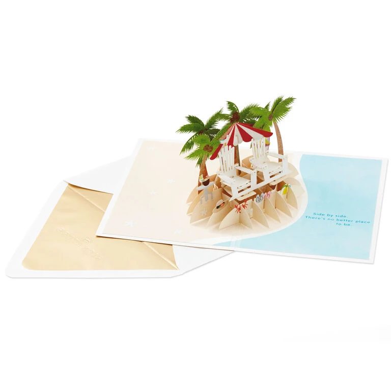 Hallmark Tropical Beach Scene 3D Pop-Up Anniversary Card 4 Hallmark Tropical Beach Scene 3D Pop-Up Anniversary Card - Image 2