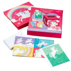 Hallmark Colorful Unicorn Classroom Valentines Set With Light-Up, Musical Mailbox -Hallmark Unicorn Kids Classroom Exchange Valentines and Box 5VBX2959 05