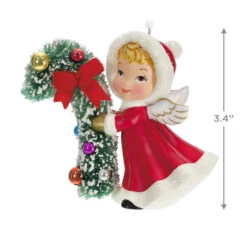 Hallmark Vintage Angel Porcelain Ornament -Hallmark Vintage Angel With Candy Cane Keepsake Ornament 2499QXT4127 03