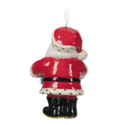 Hallmark Jolly Santa Porcelain Special Edition Ornament -Hallmark Vintage Jolly Santa With Wreath Keepsake Ornament 2499QXT4113 06