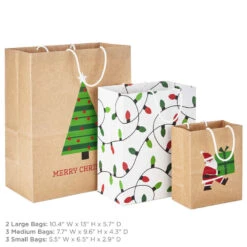 Hallmark Merry Mix 8-Pack Christmas Gift Bags, Assorted Sizes And Designs 10 Hallmark Merry Mix 8-Pack Christmas Gift Bags, Assorted Sizes And Designs -Hallmark White and Kraft Paper Assortment Christmas Gift Bags 5XGB1410 03