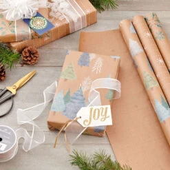 Hallmark Winter Nature Kraft Prints 3-Pack Christmas Wrapping Paper, 90 Sq. Ft. -Hallmark Winter Nature 3Pack Christmas Wrapping Paper 5JXW1051 02